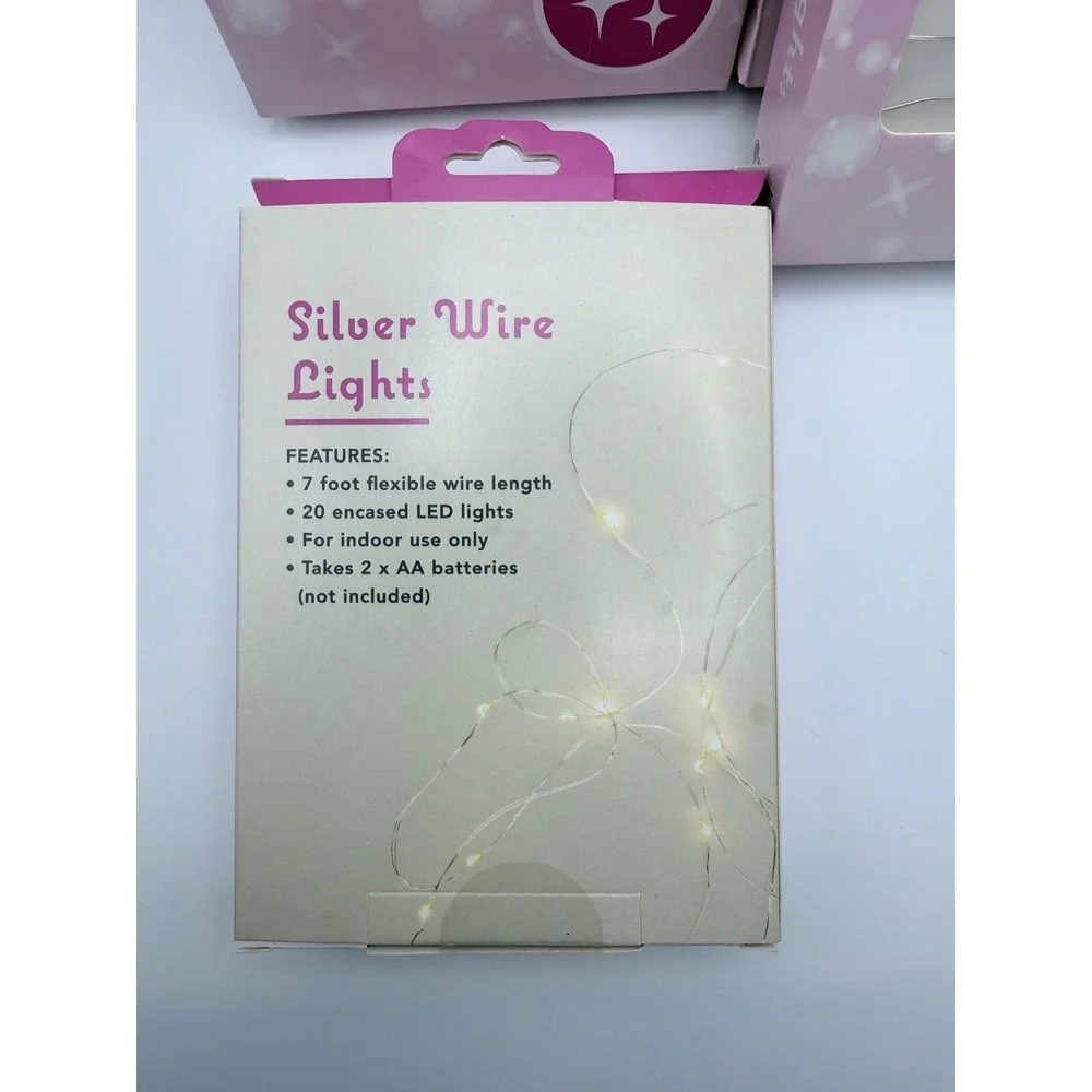 Brilliant Innovations Silver Wire Fairy Lights 20 LED 7ft Battery Operate 4 Pack